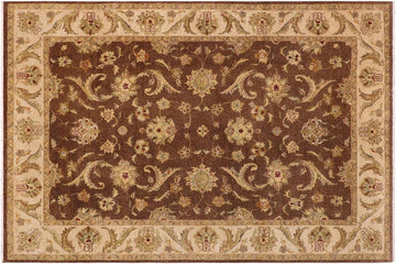 handmade Traditional Kafkaz Chobi Ziegler Brown Tan Hand Knotted RECTANGLE 100% WOOL area rug 9 x 12